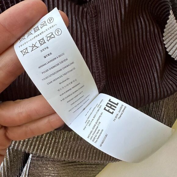 Michael Michael Kors Tiered Metallic Silver Ruffle Plisse Mini Dress Size L - Picture 13 of 13